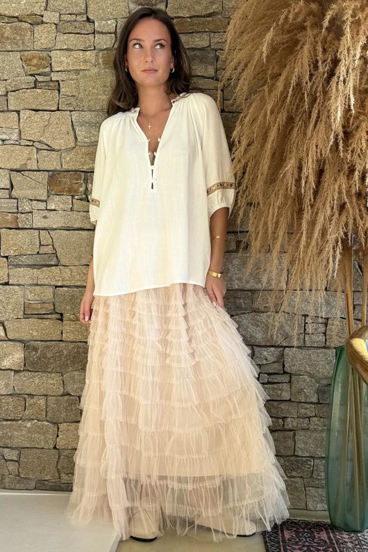 Dalt Vila Peasant Blouse Warm White /32=